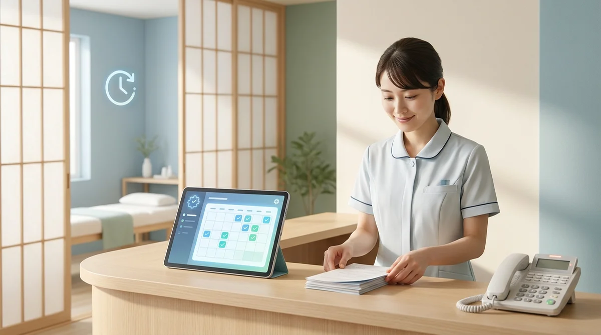 治療院の予約管理をAI自動化で月10時間削減！電話対応90%減でスタッフ業務効率3倍の導入手順