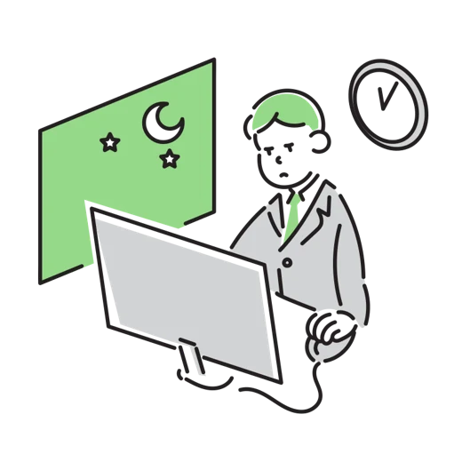 残業するビジネスマンのイラスト