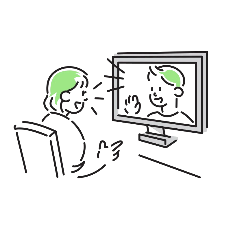 オンラインで話す人のイラスト